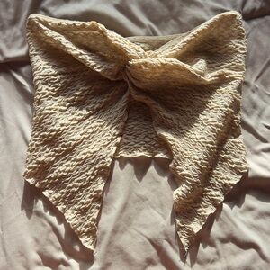Textured Beige Bandeau Top